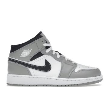 Jordan 1 Mid “Light Smoke Grey” GS | Grey / Black — 554725-078