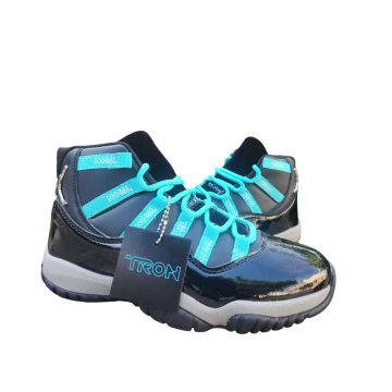 Air Jordan 11 “Tron” Sneaker | Neon Blue Trim & Reflective Accents