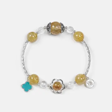 Golden Rutilated Quartz Healing Bracelet for Women – Energy Boosting Crystal Gift for Calmness, Daily Wear & Protection