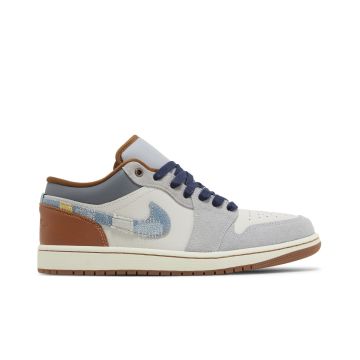 Jordan 1 Low SE “Phantom Repaired Denim Swoosh” Sail/Phantom/Amber Brown | FZ5042-041