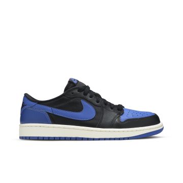 Jordan 1 Retro Low Royal 705329-004 | Black Varsity Royal Sail Leather Sneaker