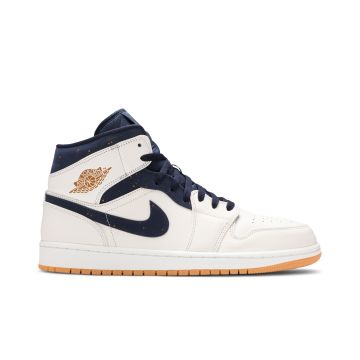 Jordan 1 Retro Mid Jeter AH6342-104 | White Bronze College Navy Premium Sneaker