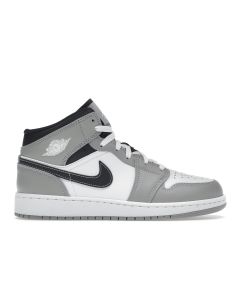 Jordan 1 Mid “Light Smoke Grey” GS | Grey / Black — 554725-078