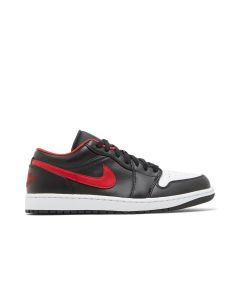 Jordan 1 Low White Toe 553558-063 | Black Fire Red White Leather Sneaker