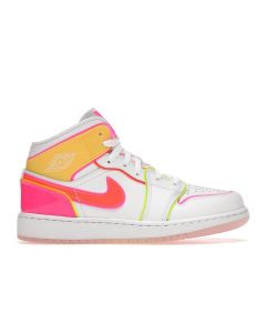 Jordan 1 Mid Edge Glow (GS) CV4611-100 | White/Hyper Crimson/Pink Blast