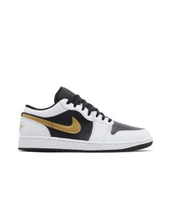 Jordan 1 Low White Black Metallic Gold 553558-172 | White Black Gold Leather Sneaker