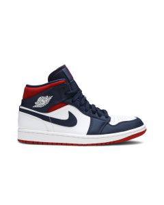 Jordan 1 Mid SE USA 852542-104 | White Varsity Red Midnight Navy Retro Sneakers