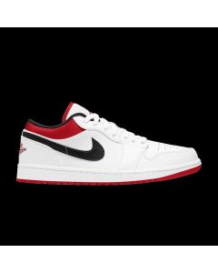 Jordan 1 Low White University Red Black 553558-118 | White University Red Black Leather Sneaker