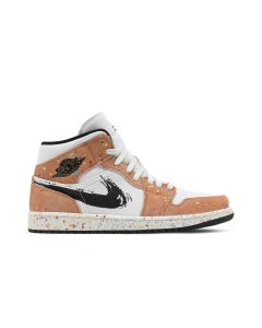 Air Jordan 1 Mid SE “Brushstroke Paint Splatter” Sail/Black-Cider-Chile Red | DA8005-100