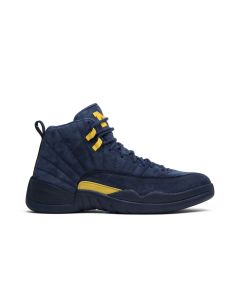 Jordan 12 Retro Michigan BQ3180-407 | Navy Yellow Retro Basketball Sneakers