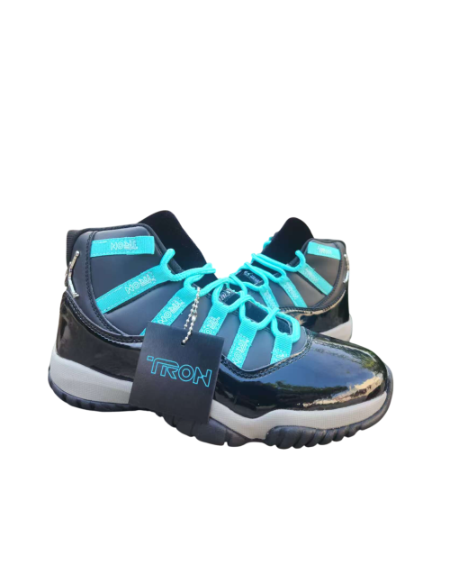 Air Jordan 11 “Tron” Sneaker | Neon Blue Trim & Reflective Accents