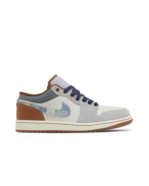 Jordan 1 Low SE “Phantom Repaired Denim Swoosh” Sail/Phantom/Amber Brown | FZ5042-041