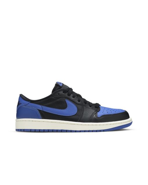 Jordan 1 Retro Low Royal 705329-004 | Black Varsity Royal Sail Leather Sneaker