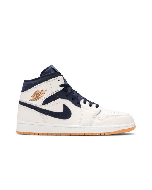Jordan 1 Retro Mid Jeter AH6342-104 | White Bronze College Navy Premium Sneaker