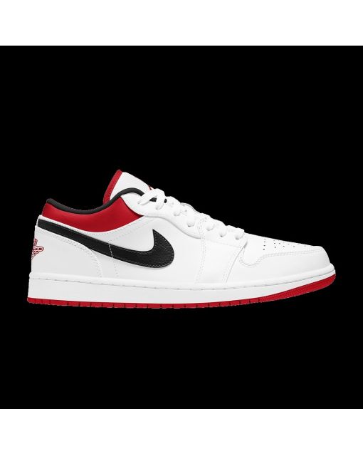 Jordan 1 Low White University Red Black 553558-118 | White University Red Black Leather Sneaker