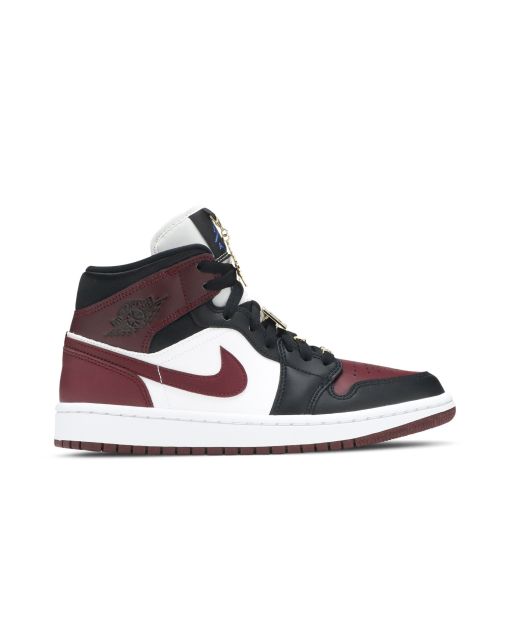 Air Jordan 1 Mid SE “Gold Pendants” — Black/Dark Beetroot/White | CZ4385-016