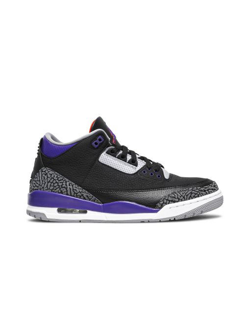 Jordan 3 Retro Black Court Purple CT8532-050 | Black Purple Cement Grey Retro Sneakers