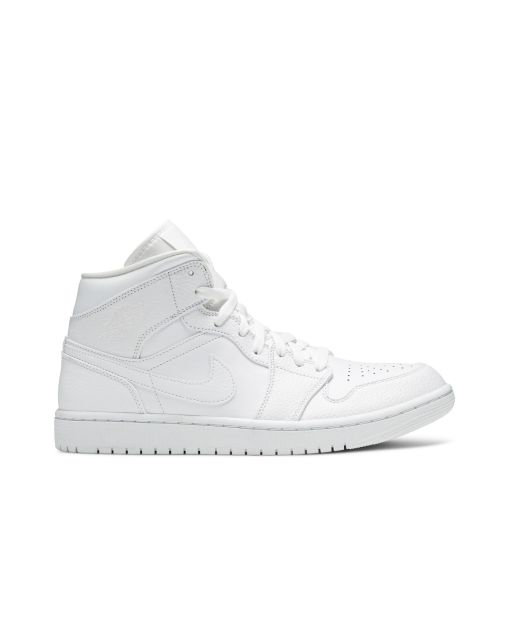 Jordan 1 Mid Triple White 2 554724-130 | All-White Leather Mid Sneaker