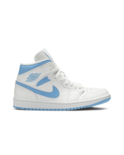 Jordan 1 Mid UNC Women’s BQ6472-114 | White Blue Retro Leather Sneakers