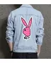 Bunny Rabbit Men's Street Style Denim Jacket - Gift for Fashion Lover on Button Closure - Casual Meetups Style for Father's Day - Urban Men