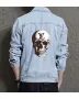 Skull Men's Street Style Denim Jacket - Perfect Present for Son - Everyday Style - for Shopping Days - Valentine's Day Gift