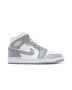 Jordan 1 Mid Stealth Women’s BQ6472-115 | Grey White Premium Leather Sneakers