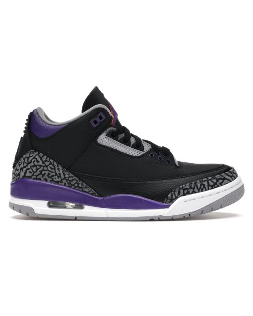 Jordan 3 Retro Black Court Purple - Stylish Retro Basketball Sneakers