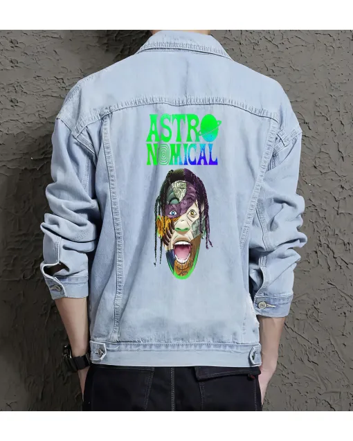 Astro Jean Jacket for Men – Gift for Streetwear Fans – Birthday Present - Light Blue - Main View
