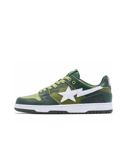 A Bathing Ape Bape SK8 Sta Green White | Stylish Skate Sneakers
