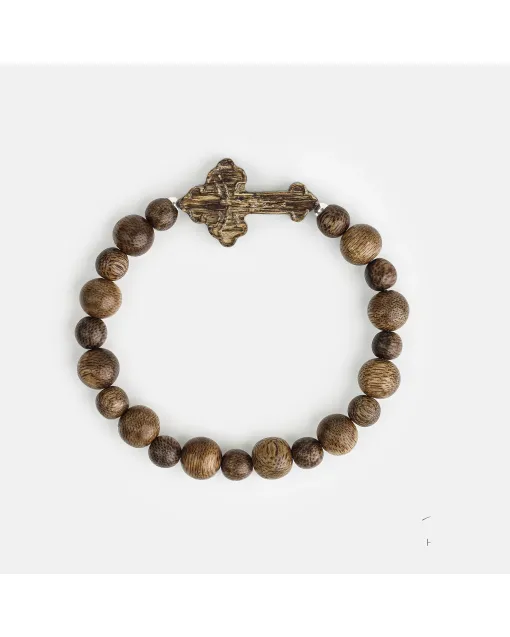 Handcrafted Natural Agarwood Bracelet - Grounding Energy for Meditation, Spiritual Gifts – Brown Agarwood – Main View