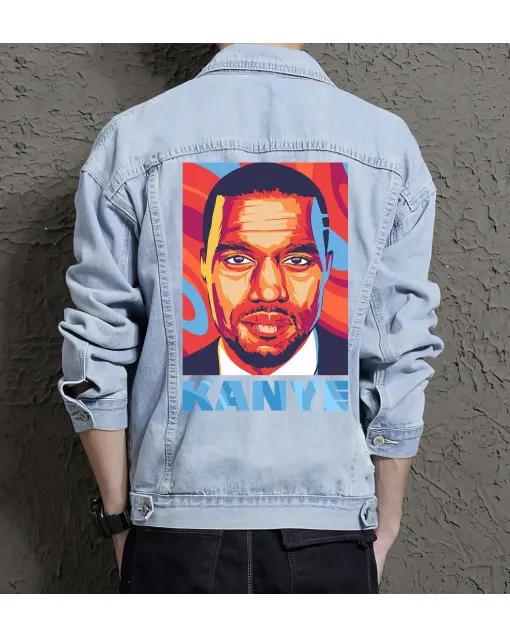 Kanye Jean Jacket for Men – Gift for Music Fans – Birthday Present - Light Blue - Main View