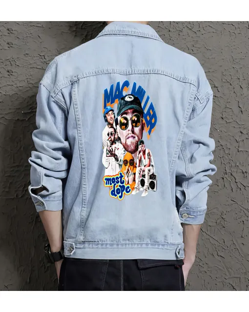 Mac Miller Jean Jacket for Men – Gift for Music Fans – Birthday Present - Light Blue - Main View