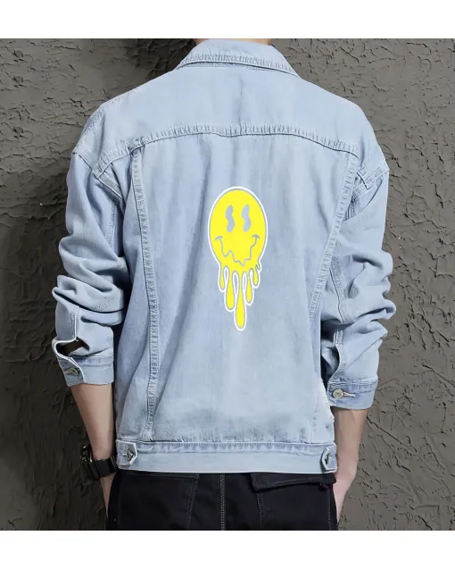 Men's Jean Jacket - Gift for Son on Stylish Look - Everyday Wear Style for Father's Day - Style-conscious Men - Light Blue - Main View
