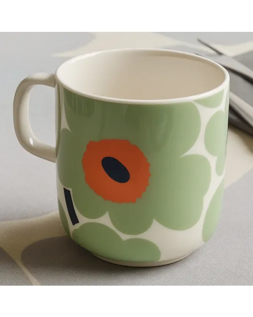 Retro Floral Mug – Colorful Handle Ceramic Cup