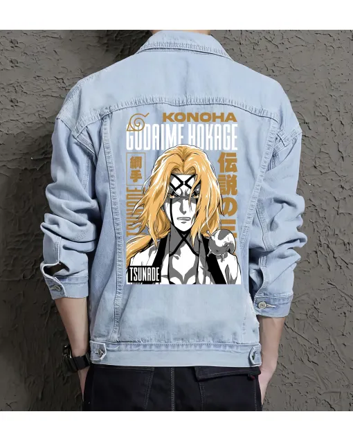 Naruto Jean Jacket for Men – Gift for Anime Fans – Birthday Present - Light Blue - Main View
