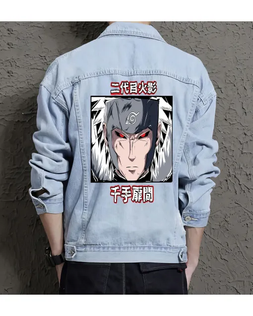 Naruto Jean Jacket for Men – Gift for Anime Fans – Christmas Gift - Light Blue - Main View