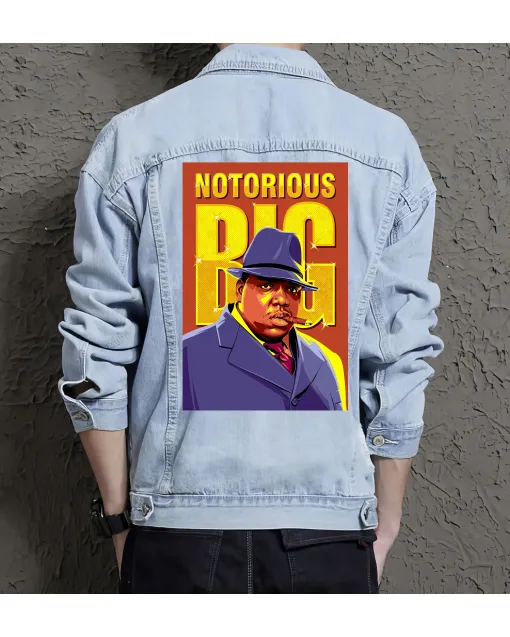 Notorious Big Jean Jacket for Men – Gift for Music Fans – Birthday Present - Light Blue - Main View