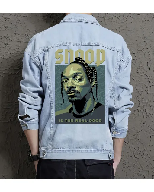 Snoop Dogg Jean Jacket for Men – Gift for Music Fans – Birthday Present - Light Blue - Main View
