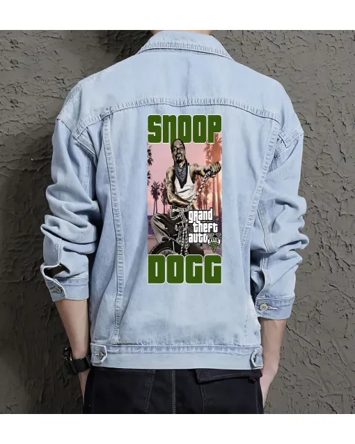 Snoop Dogg Jean Jacket for Men – Gift for Music Fans – Holiday Gift - Light Blue - Main View