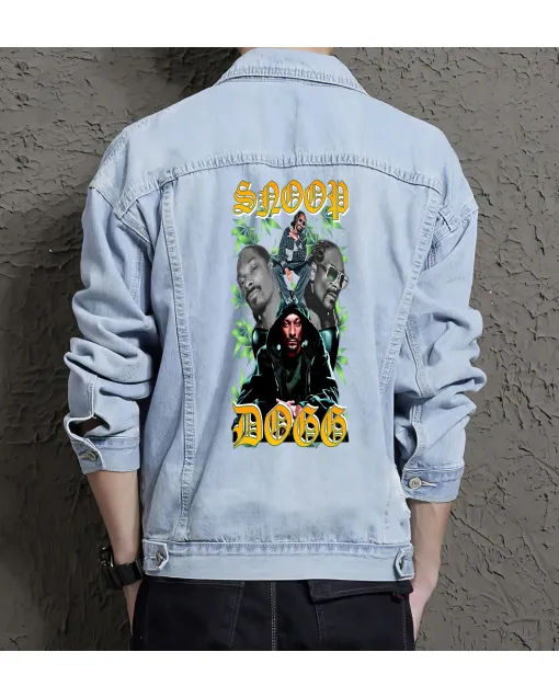 Snoop Dogg Jean Jacket for Men – Gift for Music Fans – Christmas Gift - Light Blue - Main View