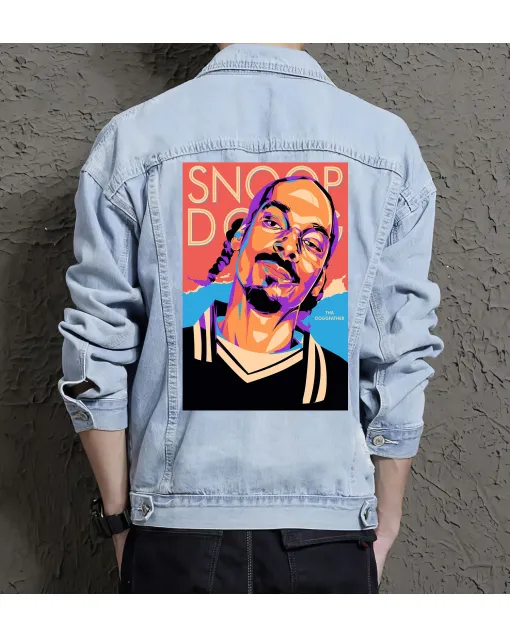 Snoop Dogg the Dogg Father Jean Jacket for Men – Gift for Music Fans – Birthday Present - Light Blue - Main View
