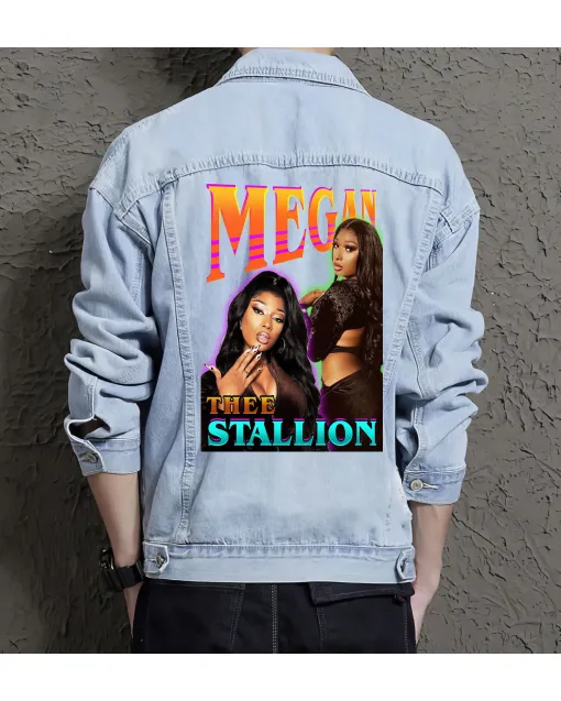Stallion Jean Jacket for Men – Gift for Streetwear Fans – Birthday Present - Light Blue - Main View