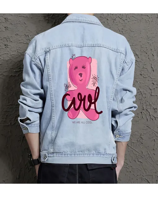Teddy Bear Jean Jacket for Men – Gift for Teen Boys – Christmas Gift - Light Blue - Main View
